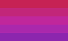 Retângulo composto por cinco faixas horizontais do mesmo tamanho, que formam uma espécie de degradê entre a primeira faixa (rosa avermelhada) e a última faixa (roxa).