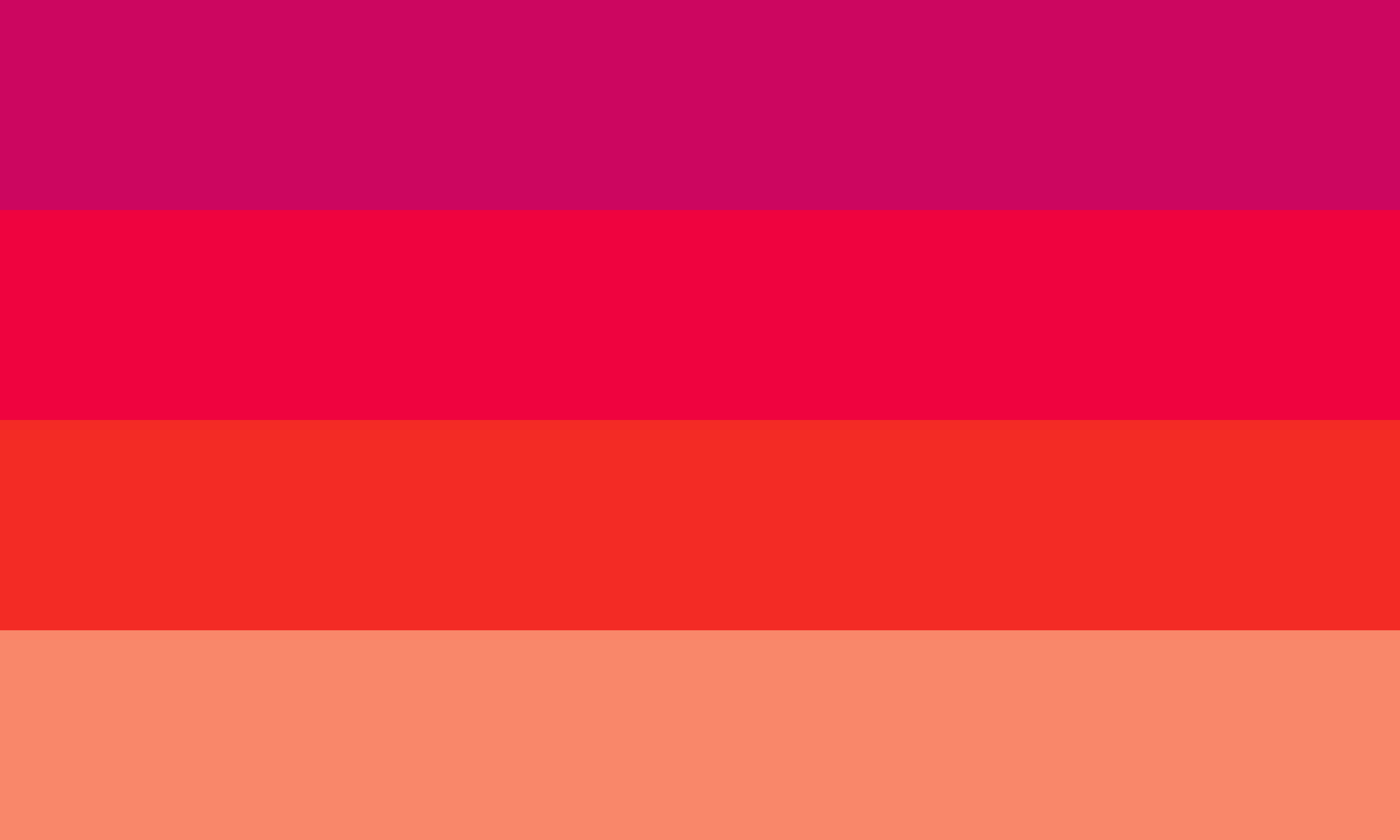 Um retângulo composto por 4 faixas horizontais do mesmo tamanho, nas cores rosa escura, rosa avermelhada, vermelha e vermelha clara.