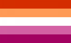 5 faixas horizontais: laranja escura/laranja clara/branca/rosa/rosa escura