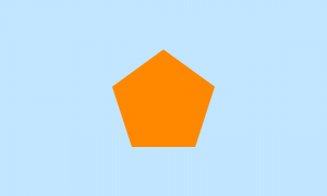 Uma bandeira de fundo azul claro com um pentágono laranja no centro.