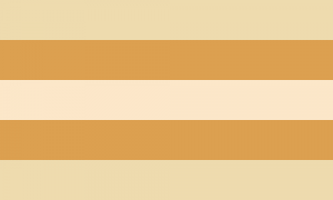 Um retângulo composto por 5 faixas horizontais do mesmo tamanho. Todas elas são tons pálidos de marrom/amarelo, sendo a faixa do meio a mais clara, a segunda e a quarta faixa mais escuras e a primeira e a última faixa em tons claros, mas não tão claros quanto o da faixa central.
