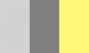 Um retângulo composto por três faixas verticais do mesmo tamanho, nas cores cinza clara, cinza escura e amarela clara.
