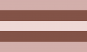 Retângulo composto por cinco faixas horizontais do mesmo tamanho, nas cores marrom clara, marrom, bege, marrom e marrom clara.