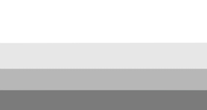 4 faixas horizontais na proporção 22:13:11:10. Suas cores são branca, prata, cinza clara e cinza.